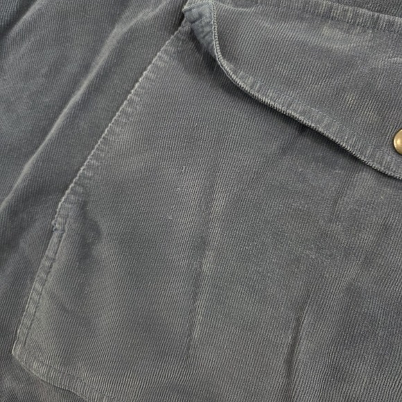 Old Navy Blue CORDUROY Anorak Jacket Adult Hooded M Pullover Pocket - Picture 6 of 7